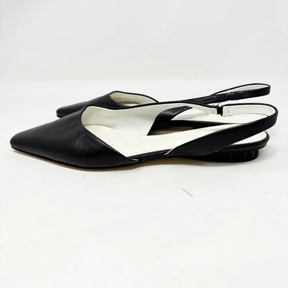 Franco Sarto A-Riva Black Leather Sling Back Pointy Toe Ballet Flat Womens 8.5 - Picture 10 of 10